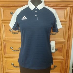Adidas Collegiate Navy Blue White Coach Polo Shirt